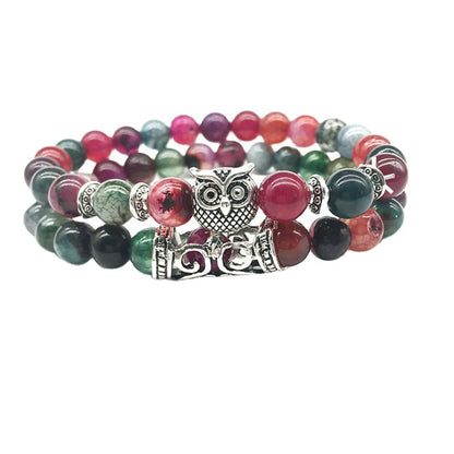 2 Piece Set Retro Owl Alloy Natural Stone Turquoise Plating Unisex Bracelets