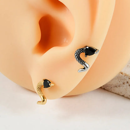 1 Piece Ear Cartilage Rings & Studs Punk Cool Style Solid Color 304 Stainless Steel Plating Inlay Zircon 18K Gold Plated Ear Cartilage Rings & Studs