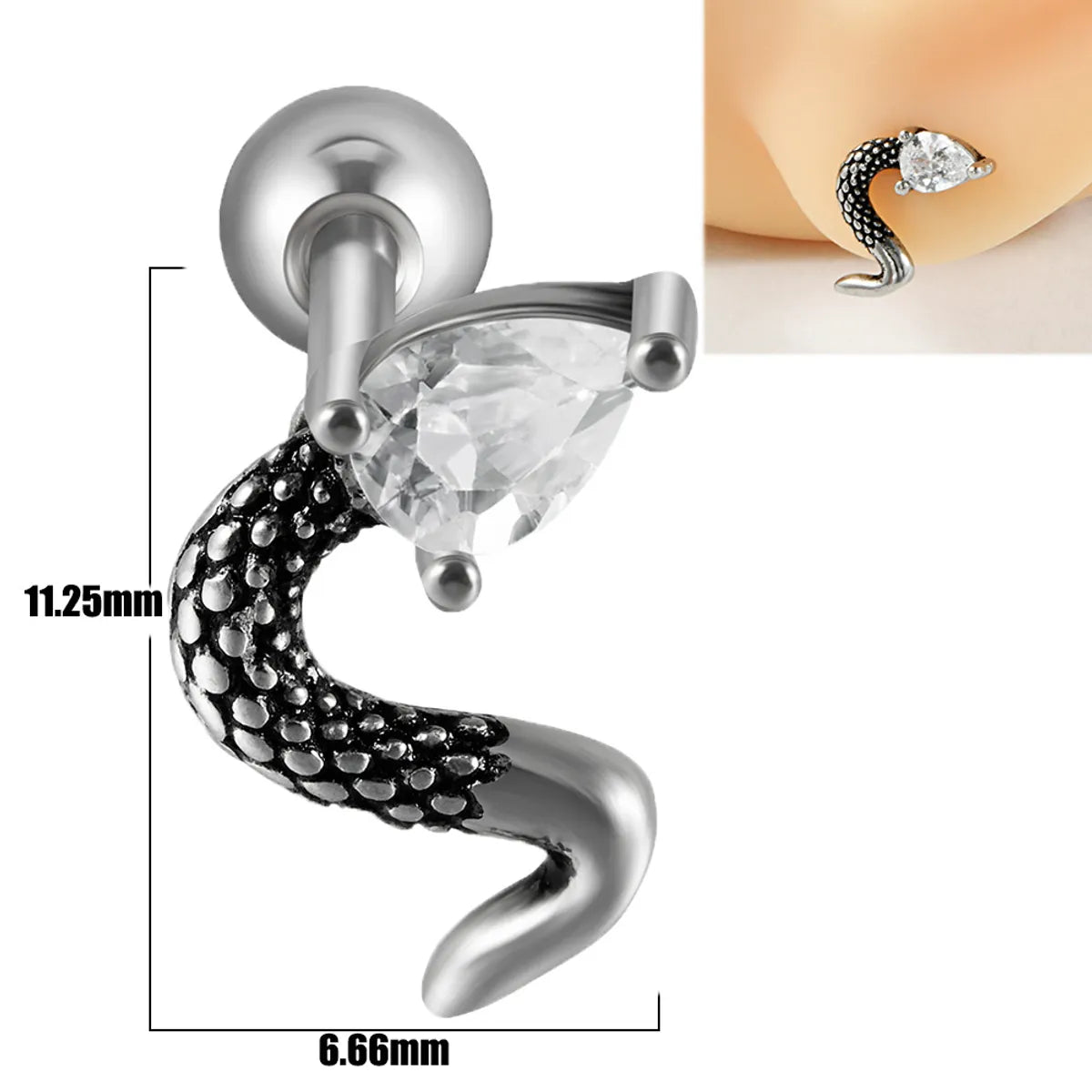 1 Piece Ear Cartilage Rings & Studs Punk Cool Style Solid Color 304 Stainless Steel Plating Inlay Zircon 18K Gold Plated Ear Cartilage Rings & Studs