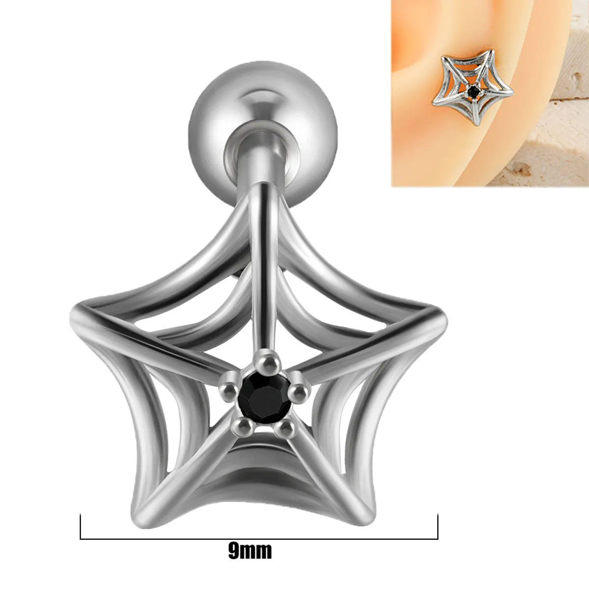 1 Piece Ear Cartilage Rings & Studs Punk Cool Style Solid Color 304 Stainless Steel Plating Inlay Zircon 18K Gold Plated Ear Cartilage Rings & Studs