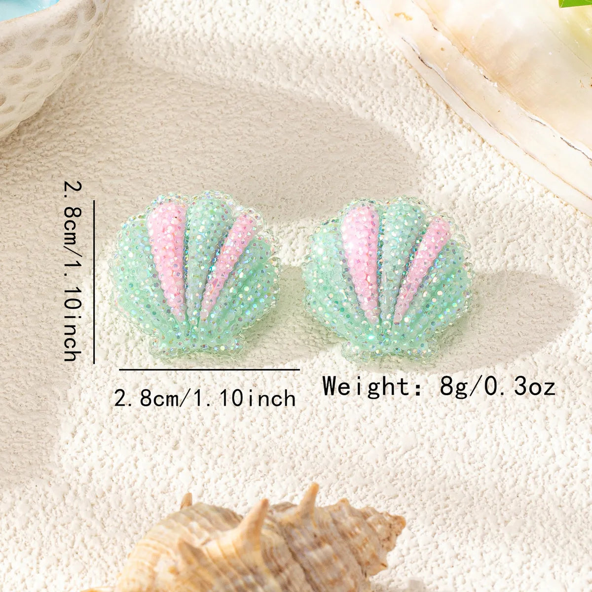 2 Pieces Glam Classical Romantic Shell Arylic Ear Studs