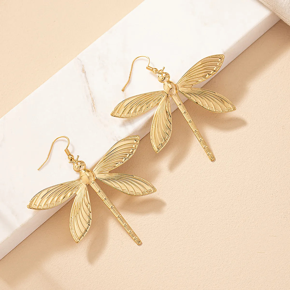 2 Pieces Glam Dragonfly Plating Ferroalloy 14k Gold Plated Drop Earrings