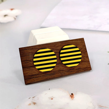 2 Pieces Nordic Style Original Design Tropical Round Stripe Printing Arylic Ear Studs