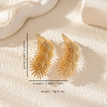 2 Pieces Romantic Sweet Simple Style Leaf Leaves Alloy Ear Studs