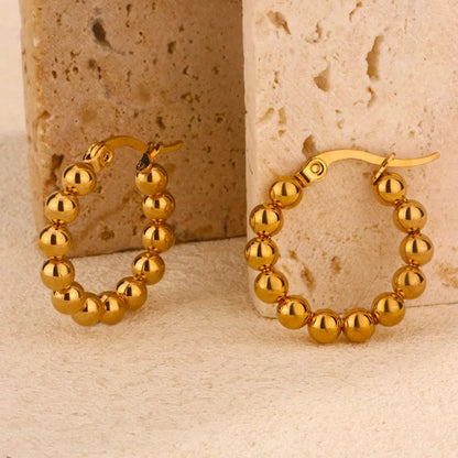 2 Pieces Set Elegant Simple Style Circle Round Plating 304 Stainless Steel 18K Gold Plated Hoop Earrings