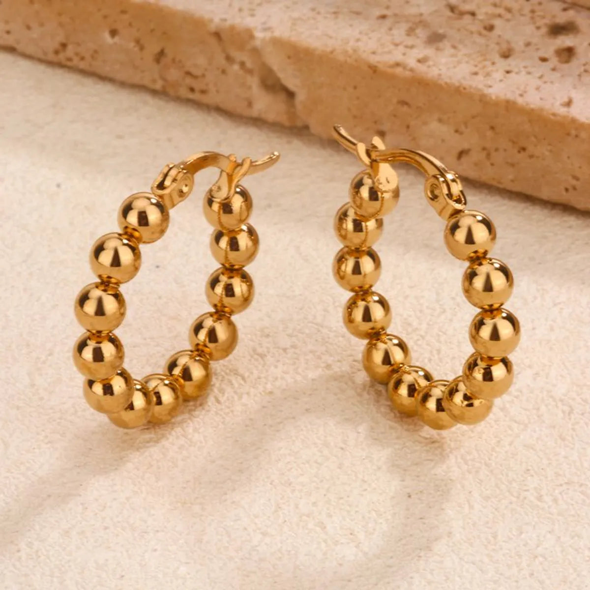 2 Pieces Set Elegant Simple Style Circle Round Plating 304 Stainless Steel 18K Gold Plated Hoop Earrings