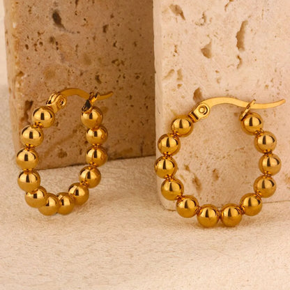 2 Pieces Set Elegant Simple Style Circle Round Plating 304 Stainless Steel 18K Gold Plated Hoop Earrings