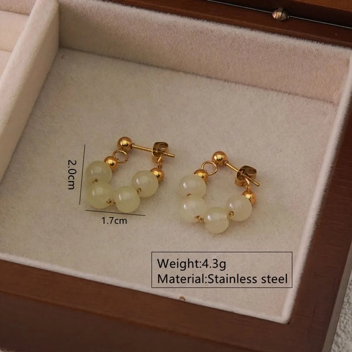 2 Pieces Set Elegant Simple Style Solid Color Beaded Plating 304 Stainless Steel 18K Gold Plated Earrings