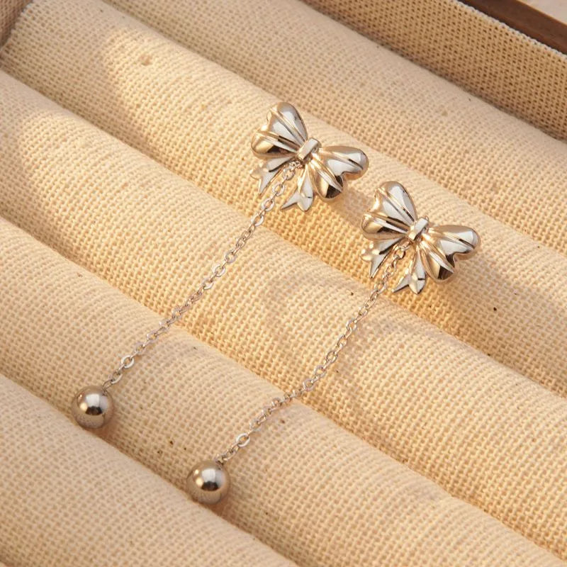 2 Pieces Set Sweet Simple Style Bow Knot Plating Bowknot 304 Stainless Steel 18K Gold Plated Drop Earrings