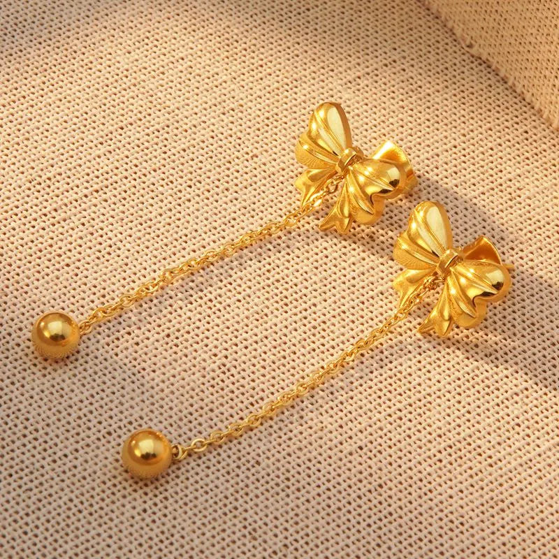 2 Pieces Set Sweet Simple Style Bow Knot Plating Bowknot 304 Stainless Steel 18K Gold Plated Drop Earrings