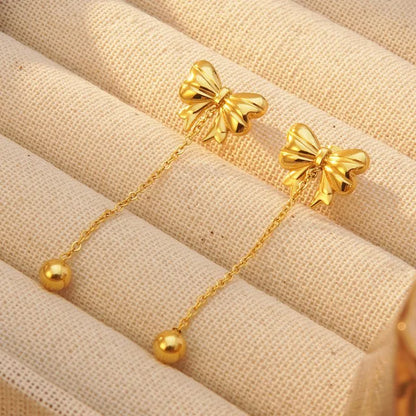 2 Pieces Set Sweet Simple Style Bow Knot Plating Bowknot 304 Stainless Steel 18K Gold Plated Drop Earrings