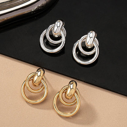 2 Pieces Simple Style Circle Round Plating Alloy Ferroalloy 14k Gold Plated Silver Plated Ear Studs