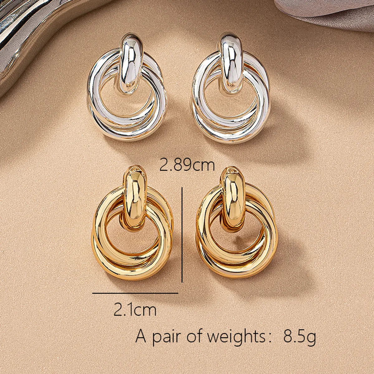 2 Pieces Simple Style Circle Round Plating Alloy Ferroalloy 14k Gold Plated Silver Plated Ear Studs