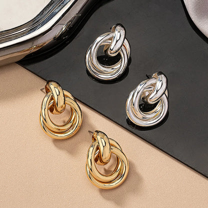 2 Pieces Simple Style Circle Round Plating Alloy Ferroalloy 14k Gold Plated Silver Plated Ear Studs