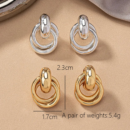 2 Pieces Simple Style Circle Round Plating Alloy Ferroalloy 14k Gold Plated Silver Plated Ear Studs