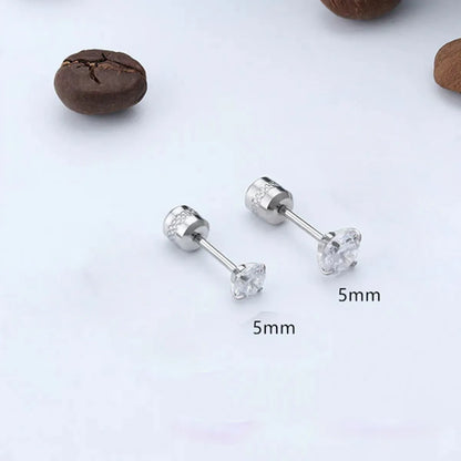 2 Pieces Simple Style Solid Color Hollow Out Inlay Stainless Steel Zircon