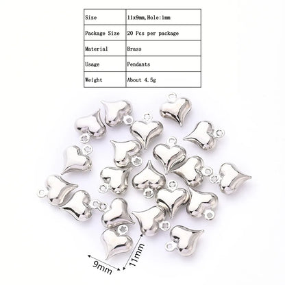 20 PCS/Package 12*12.5mm 16 * 21mm 9 * 11mm Hole 1~1.9mm Copper White Gold Plated Silver Plated Dolphin Heart Shape Fish Polished Pendant Earring Findings