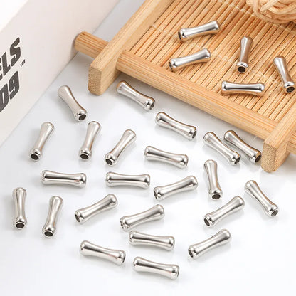 20 PCS/Package 12 * 4mm Hole 2~2.9mm Stainless Steel Bamboo Solid Color Polished Beads