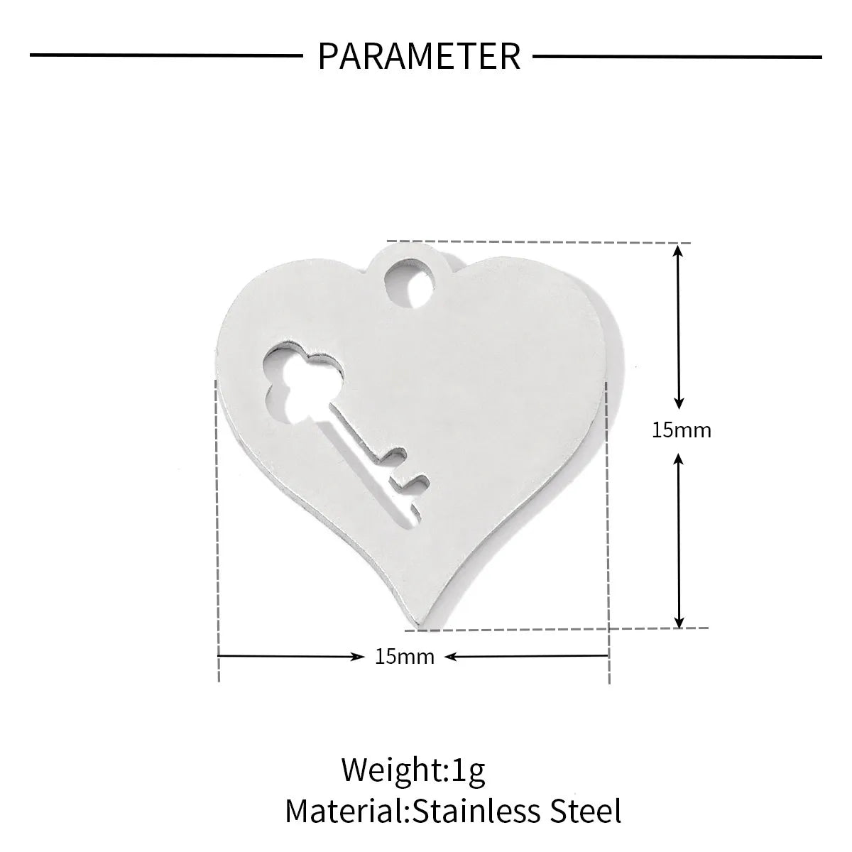 20 PCS/Package 13*10mm 15*15mm 16 * 16mm 201 Stainless Steel Heart Shape Key Snowflake Polished Pendant