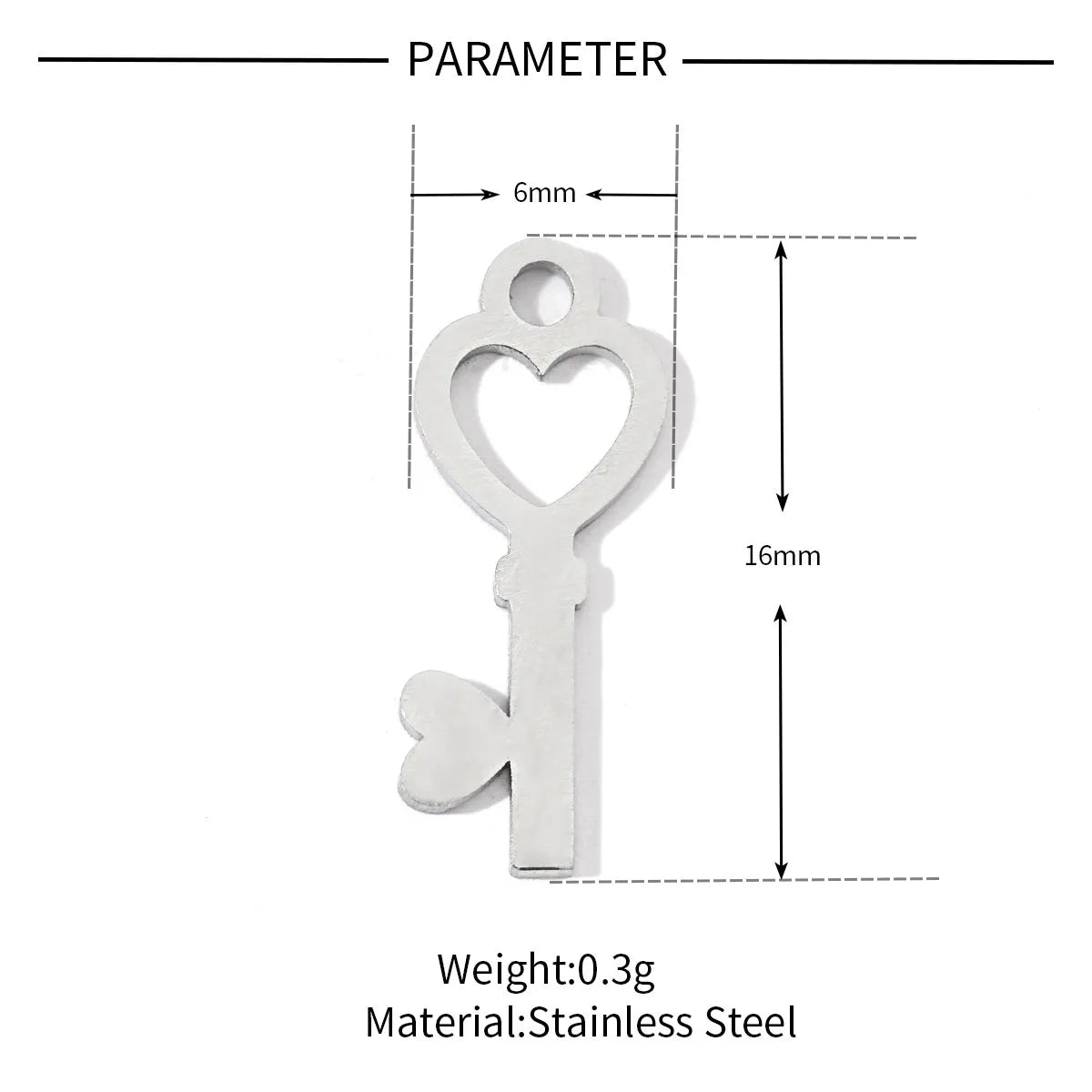 20 PCS/Package 13*10mm 15*15mm 16 * 16mm 201 Stainless Steel Heart Shape Key Snowflake Polished Pendant