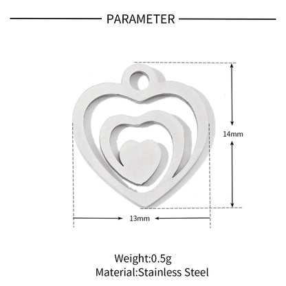 20 PCS/Package 13*10mm 15*15mm 16 * 16mm 201 Stainless Steel Heart Shape Key Snowflake Polished Pendant