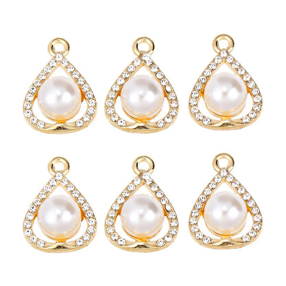 20 PCS/Package 17*27mm 19*32mm 22*35mm Alloy Pearl Zircon Cross Bow Knot Ginkgo Leaf Polished Pendant