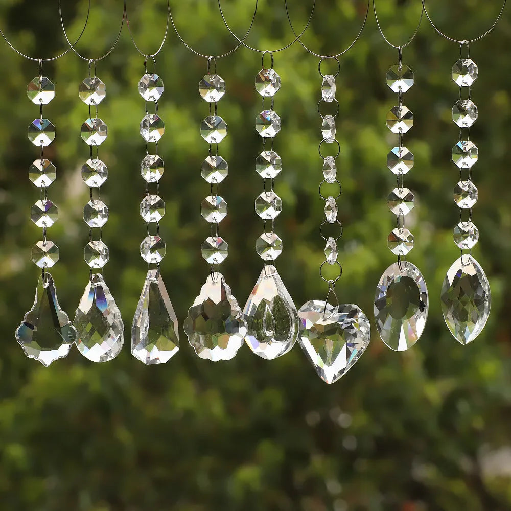 20 PCS/Package Diameter 43mm Hole 1~1.9mm Glass Heart Shape Sparkly Pendant Suncatcher Raw Material