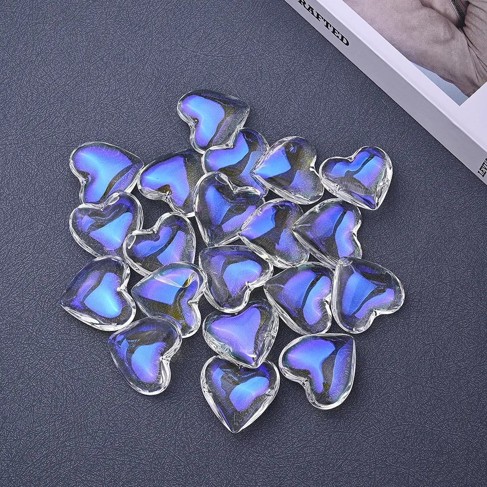 20 PCS/Package Diameter 43mm Hole 1~1.9mm Glass Heart Shape Sparkly Pendant Suncatcher Raw Material