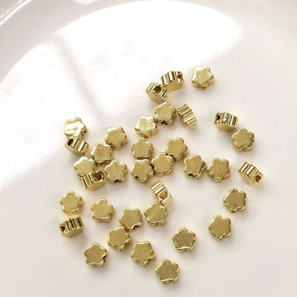 20 PCS/Package Diameter 5mm Diameter 6 Mm Diameter 7 Mm Copper 14K Gold Plated Cross Star Flower Beads