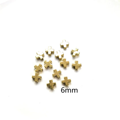 20 PCS/Package Diameter 5mm Diameter 6 Mm Diameter 7 Mm Copper 14K Gold Plated Cross Star Flower Beads