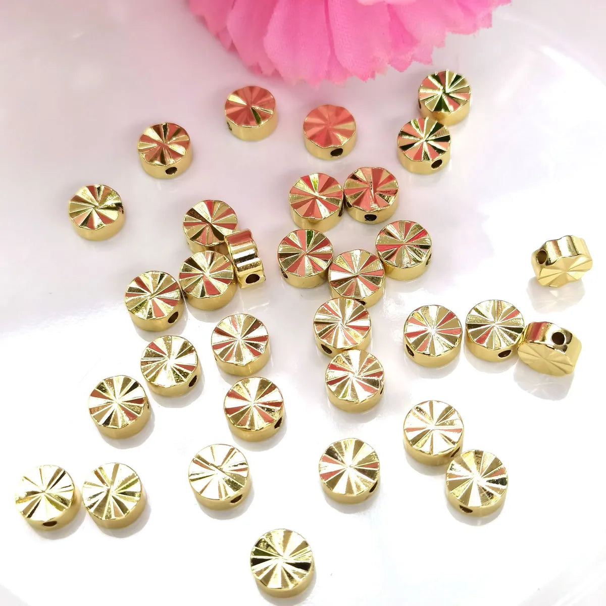 20 PCS/Package Diameter 5mm Diameter 6 Mm Diameter 7 Mm Copper 14K Gold Plated Cross Star Flower Beads