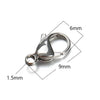20 PCS/Package Hole 1~1.9mm Hole 2~2.9mm 304 Stainless Steel 18K Gold Plated Solid Color Polished Lobster Clasp