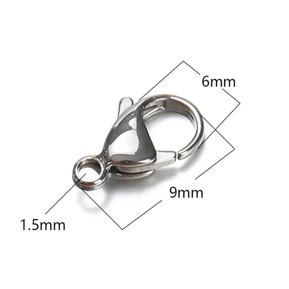 20 PCS/Package Hole 1~1.9mm Hole 2~2.9mm 304 Stainless Steel 18K Gold Plated Solid Color Polished Lobster Clasp
