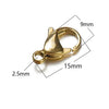 20 PCS/Package Hole 1~1.9mm Hole 2~2.9mm 304 Stainless Steel 18K Gold Plated Solid Color Polished Lobster Clasp