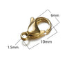 20 PCS/Package Hole 1~1.9mm Hole 2~2.9mm 304 Stainless Steel 18K Gold Plated Solid Color Polished Lobster Clasp