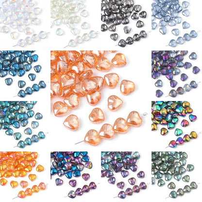 20 Pieces Glass Heart Shape Beads