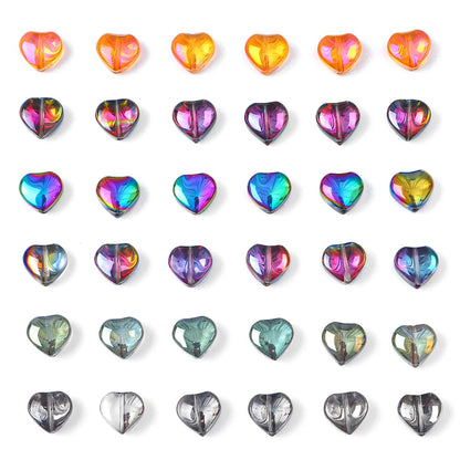 20 Pieces Glass Heart Shape Beads