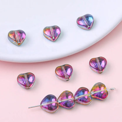 20 Pieces Glass Heart Shape Beads