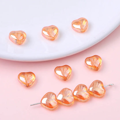 20 Pieces Glass Heart Shape Beads