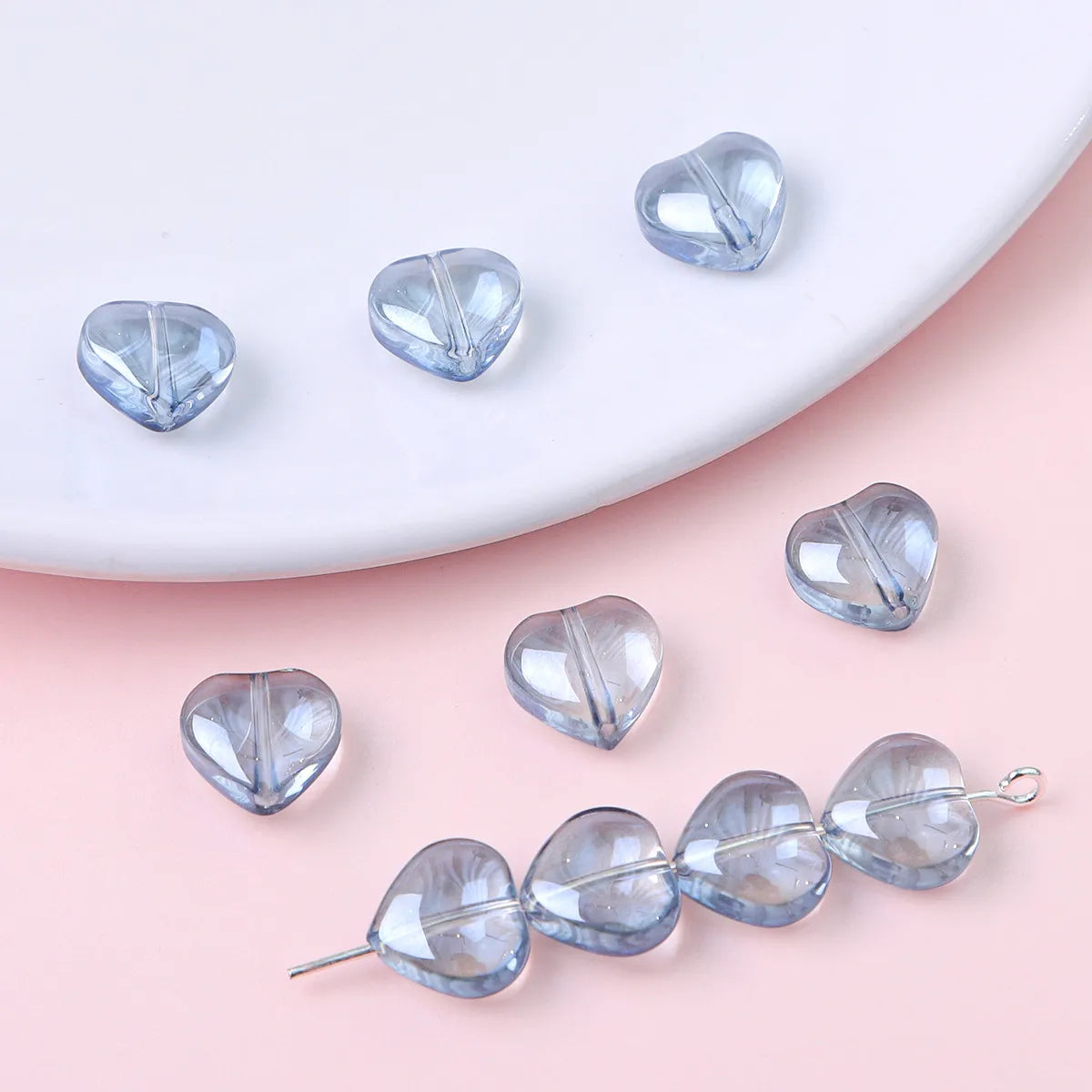 20 Pieces Glass Heart Shape Beads