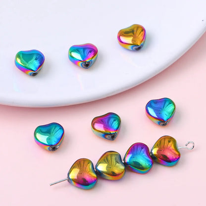 20 Pieces Glass Heart Shape Beads