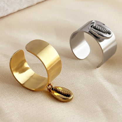 201 Stainless Steel 304 Stainless Steel 14K Gold Plated Marine Style Plating Heart Shape Adjustable Ring