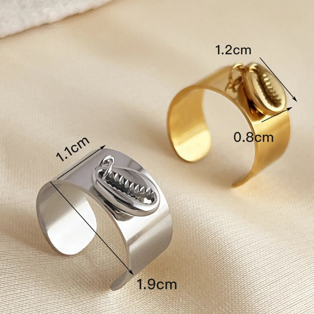 201 Stainless Steel 304 Stainless Steel 14K Gold Plated Marine Style Plating Heart Shape Adjustable Ring