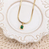 201 Stainless Steel 304 Stainless Steel 18K Gold Plated Simple Style Inlay Square Natural Stone Pendant Necklace