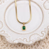 201 Stainless Steel 304 Stainless Steel 18K Gold Plated Simple Style Inlay Square Natural Stone Pendant Necklace