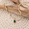 201 Stainless Steel 304 Stainless Steel 18K Gold Plated Simple Style Inlay Square Natural Stone Pendant Necklace