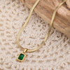201 Stainless Steel 304 Stainless Steel 18K Gold Plated Simple Style Inlay Square Natural Stone Pendant Necklace