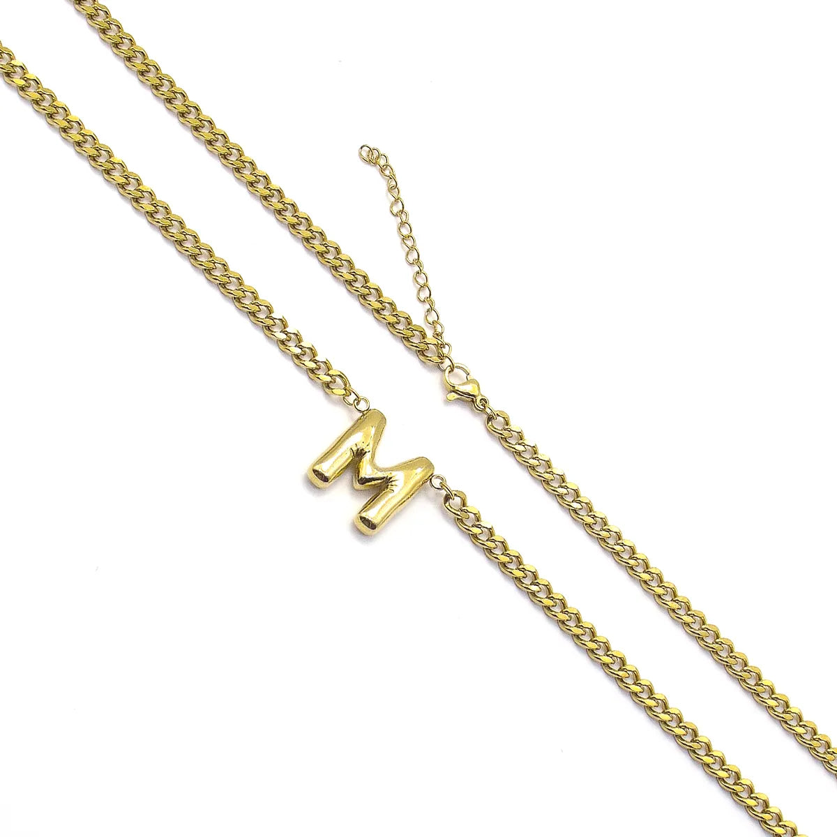 201 Stainless Steel 304 Stainless Steel 18K Gold Plated Simple Style Letter Pendant Necklace