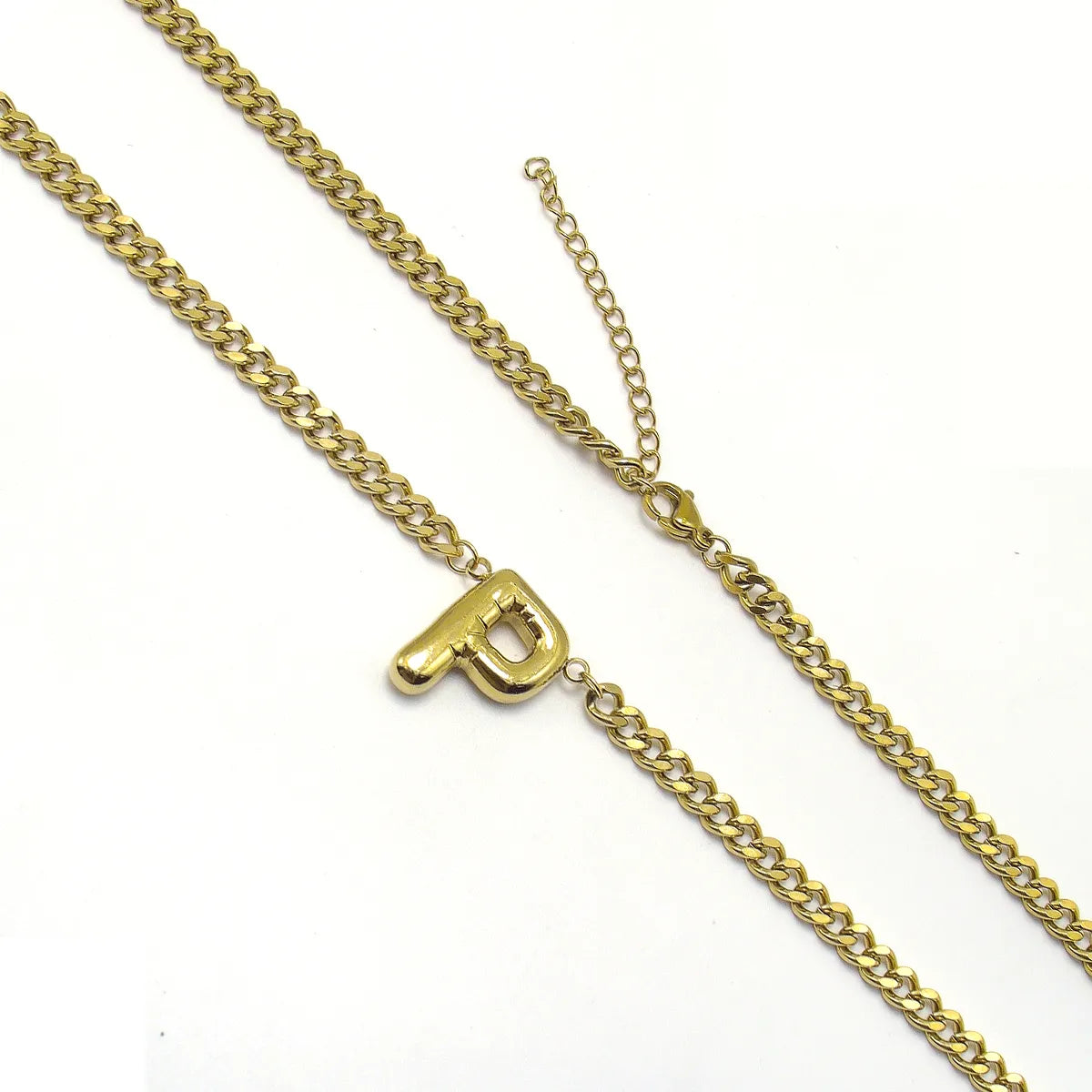 201 Stainless Steel 304 Stainless Steel 18K Gold Plated Simple Style Letter Pendant Necklace