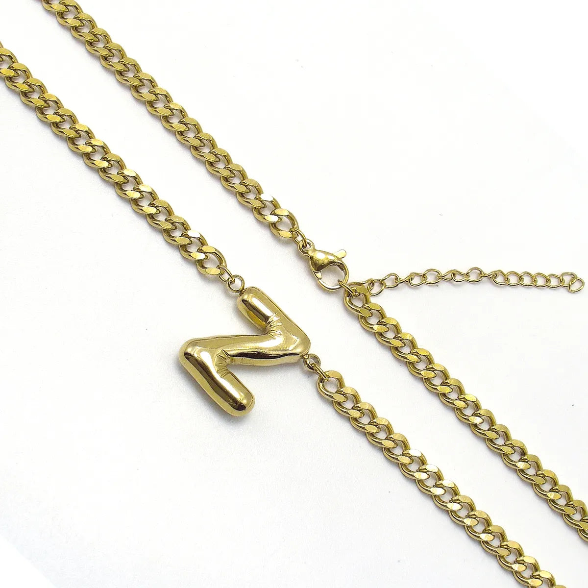 201 Stainless Steel 304 Stainless Steel 18K Gold Plated Simple Style Letter Pendant Necklace